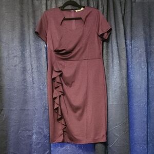 Grace Karin Plum Ruffle Sheath Midi Dress